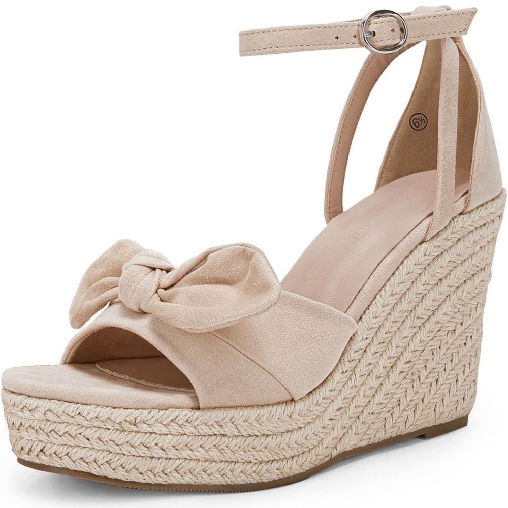Womens Wedge Platform Sandals Cute Bowknot Open Toe Espadrille High Heels Size 8